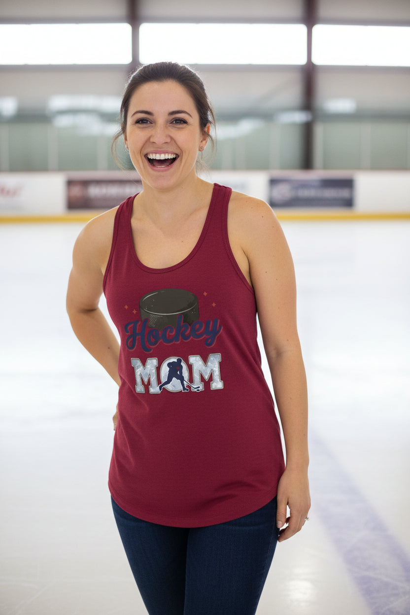 Hockey Mom Passion Player Silhouette Design Tank Top Scarlet - N1533 - FRONT