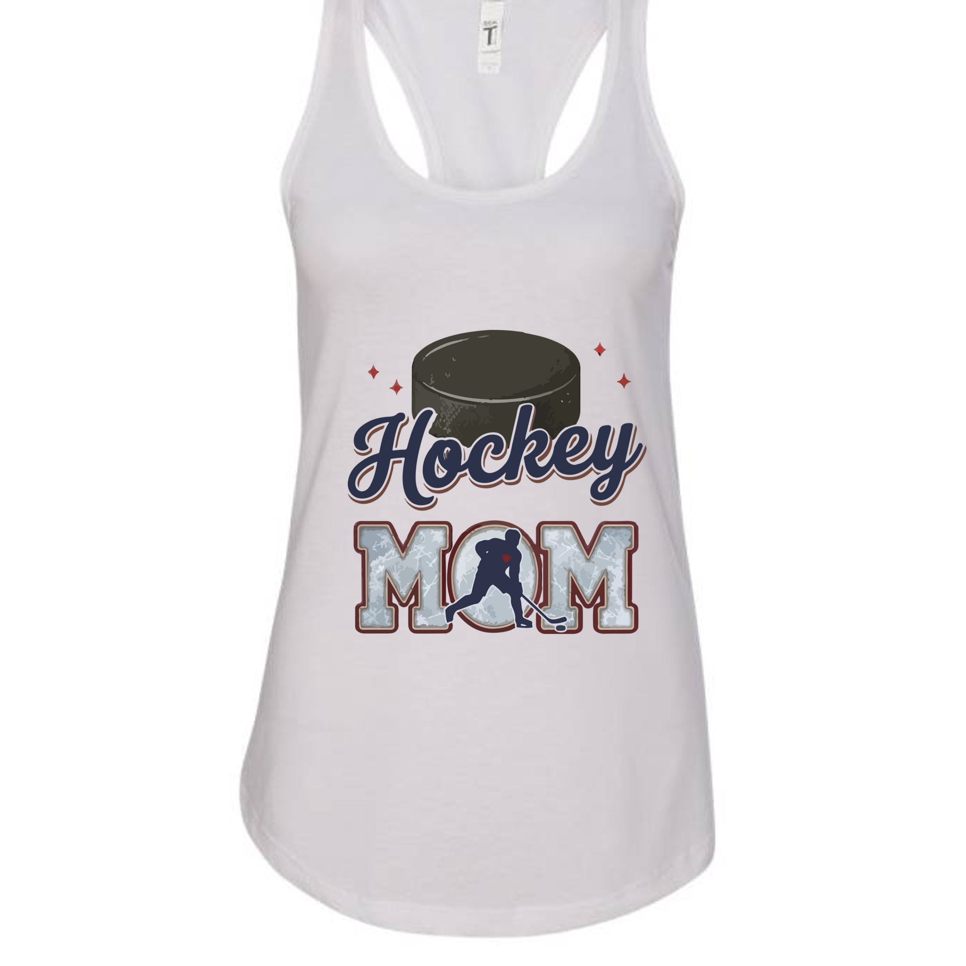 Hockey Mom Passion Player Silhouette Design Tank Top White - N1533 - FRONT