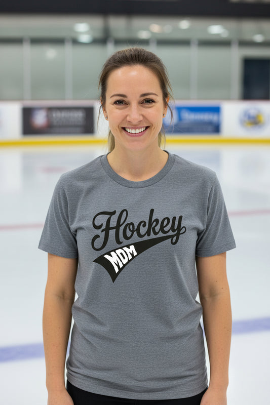 Hockey Mom Vibes – Stylish Sports Parent Pride Statement T-Shirt DEEP HEATHER - FRONT
