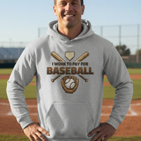 I Work to Pay for Baseball Funny Sports Lover Humor Hoodie SPORT GREY - FRONT