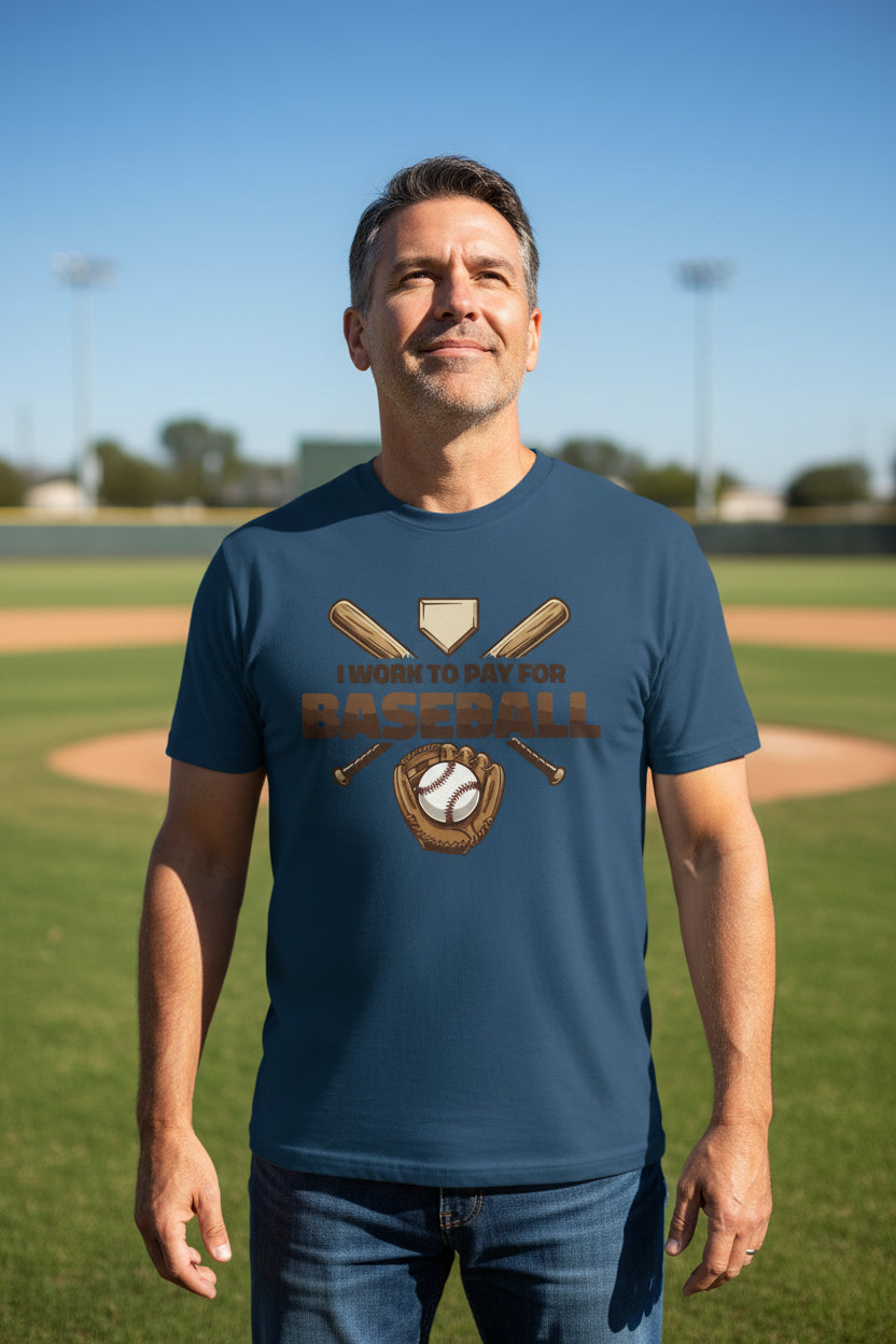 I Work to Pay for Baseball Funny Sports Lover Humor T-Shirt MIDNIGHT NAVY - FRONT