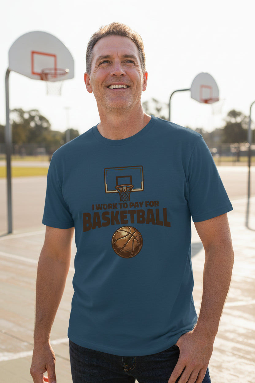 I Work to Pay for Basketball Funny Sports Lover Humor T-Shirt MIDNIGHT NAVY - FRONT