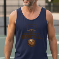 I Work to Pay for Basketball Funny Sports Lover Humor Tank Top NAVY - FRONT