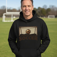 I Work to Pay for Soccer Funny Sports Lover Humor Hoodie BLACK - FRONT