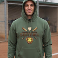 I Work to Pay for Softball Funny Sports Lover Humor Hoodie MILITARY GREEN - FRONT