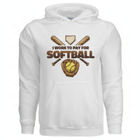 I Work to Pay for Softball Funny Sports Lover Humor Hoodie BLACK- FRONT