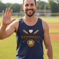 I Work to Pay for Softball Funny Sports Lover Humor Tank Top NAVY - FRONT