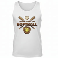 I Work to Pay for Softball Funny Sports Lover Humor Tank Top BLACK- FRONT