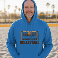 I Work to Pay for Volleyball Funny Sports Lover Humor Hoodie Royal - FRONT