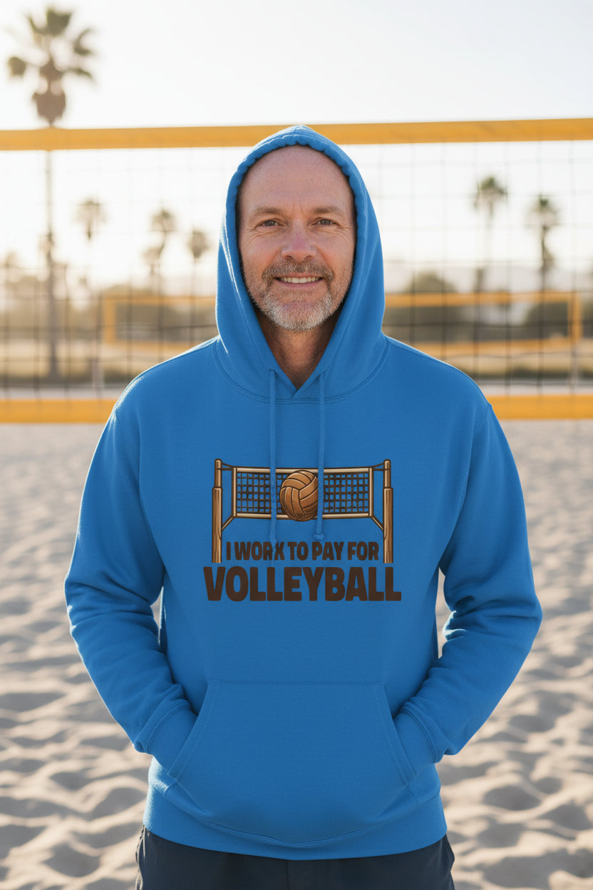 I Work to Pay for Volleyball Funny Sports Lover Humor Hoodie Royal - FRONT