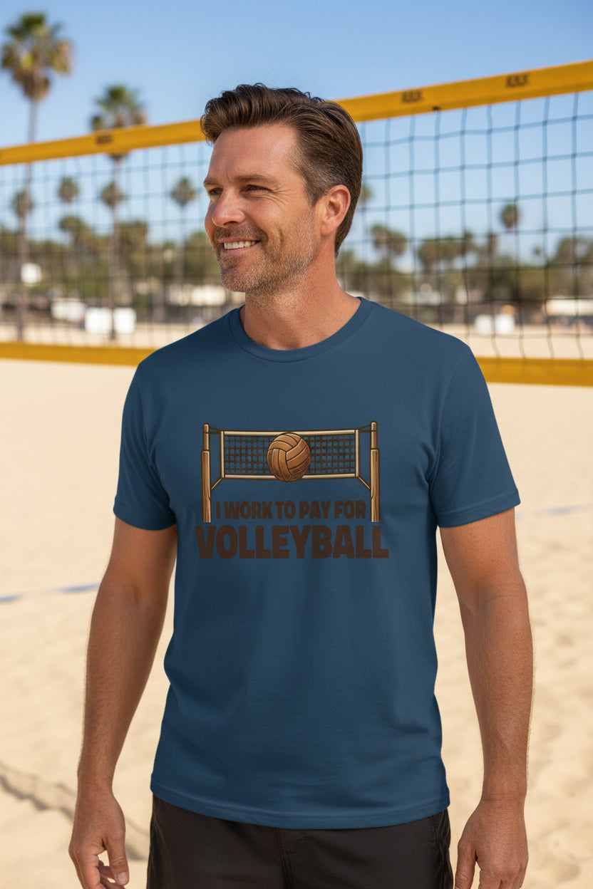 I Work to Pay for Volleyball Funny Sports Lover Humor T-Shirt MIDNIGHT NAVY - FRONT