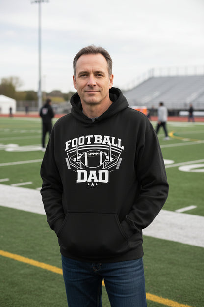 Legendary Football Dad Retro Style Hoodie – Touchdown Season Spirit Design BLACK - FRONT