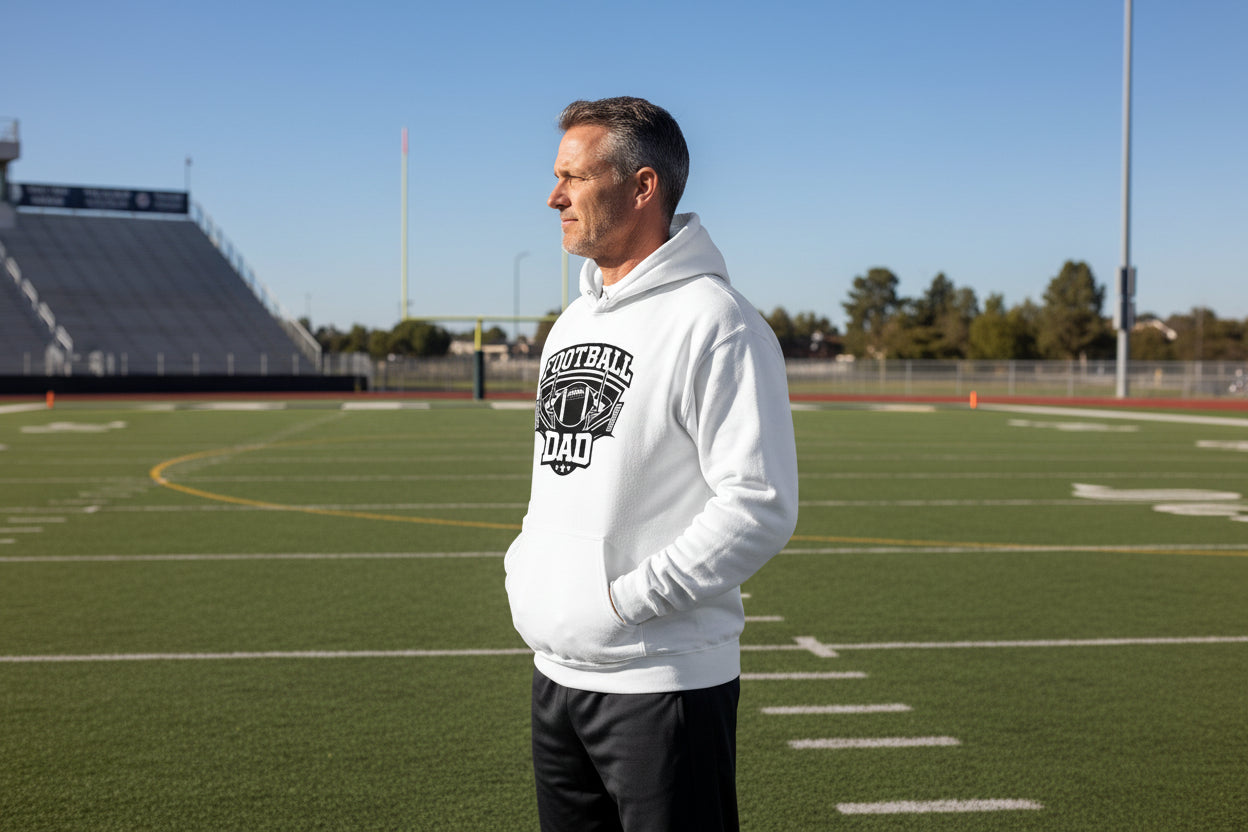 Legendary Football Dad Retro Style Hoodie – Touchdown Season Spirit Design WHITE - FRONT