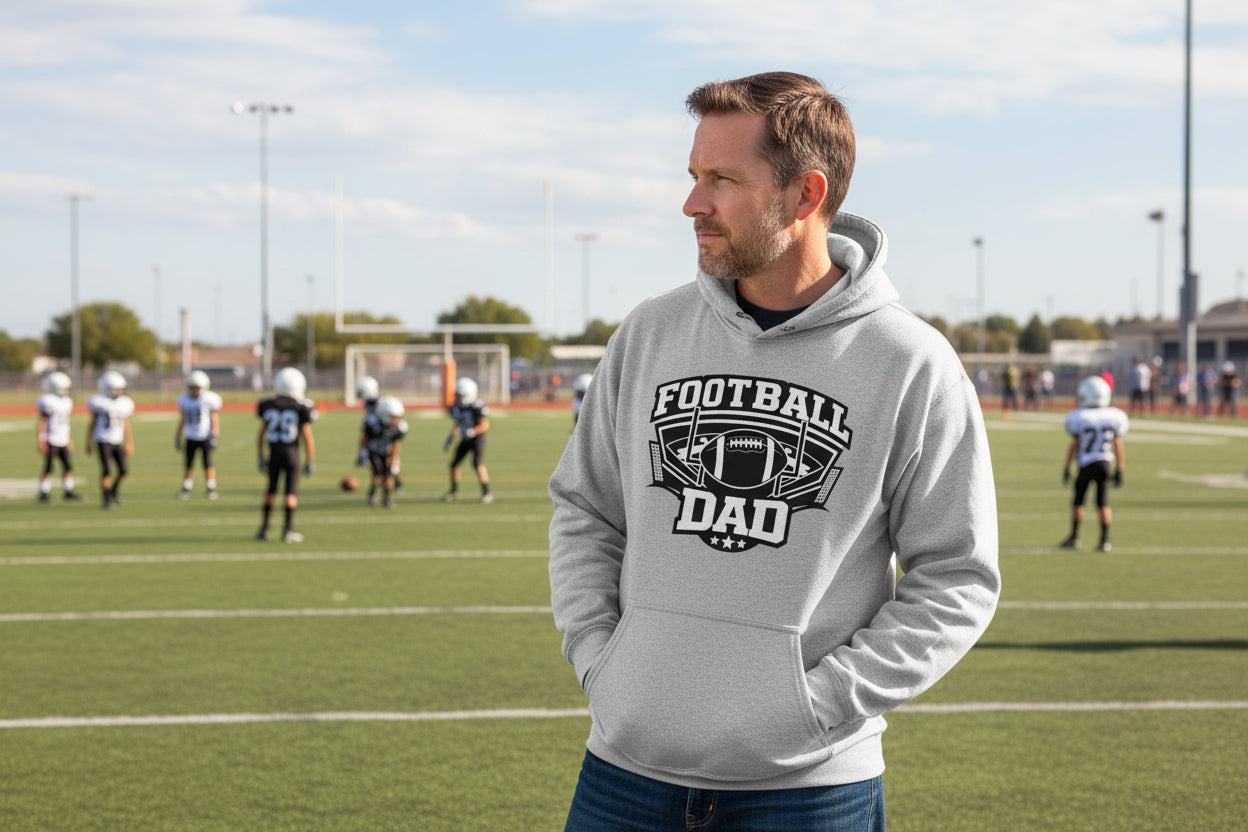 Legendary Football Dad Retro Style Hoodie – Touchdown Season Spirit Design SPORT GREY - FRONT
