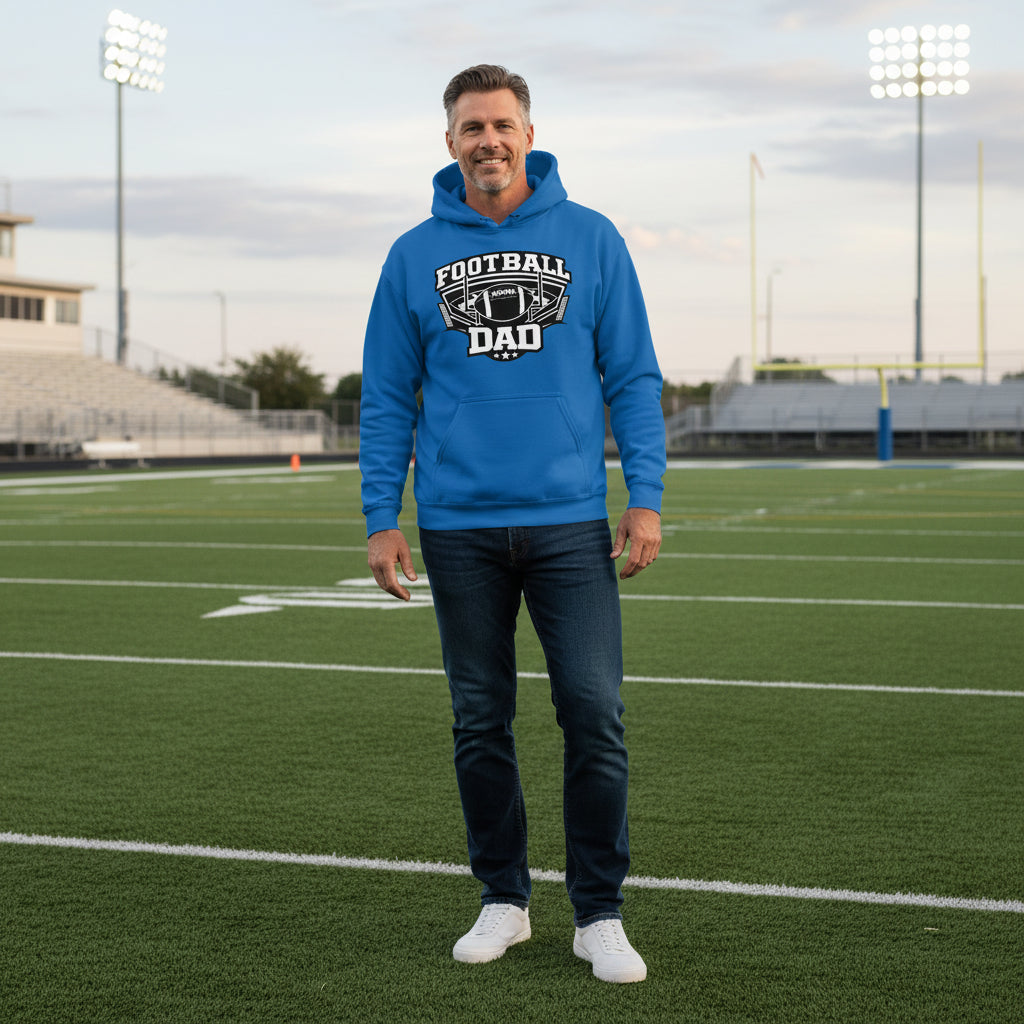 Legendary Football Dad Retro Style Hoodie – Touchdown Season Spirit Design Royal - FRONT