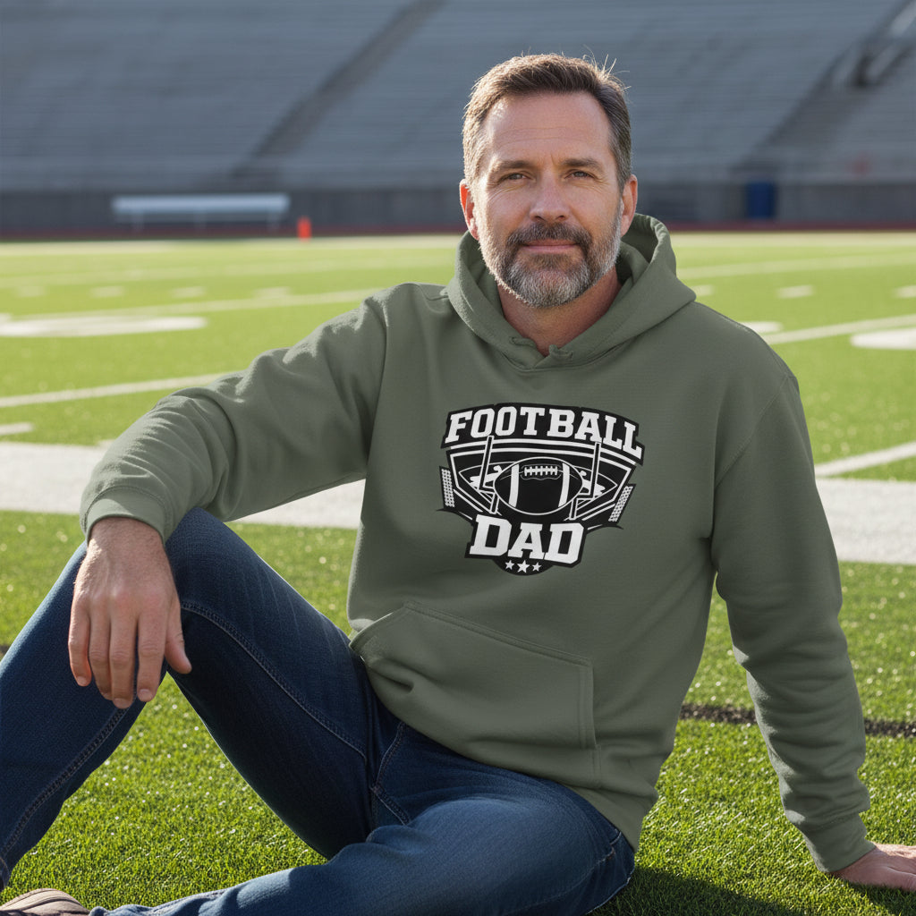 Legendary Football Dad Retro Style Hoodie – Touchdown Season Spirit Design MILITARY GREEN - FRONT