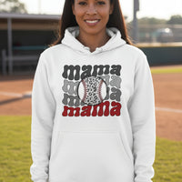 Mama Mama Mama Baseball Hoodie – Leopard Print Sports WHITE - FRONT