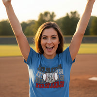 Mama Mama Mama Baseball T-Shirt – Leopard Print Sports HTHR TRUE ROYAL - FRONT