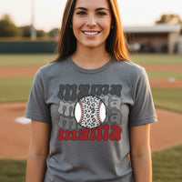 Mama Mama Mama Baseball T-Shirt – Leopard Print Sports DEEP HEATHER - FRONT