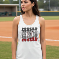 Mama Mama Mama Baseball Tank Top – Leopard Print Sports White - FRONT