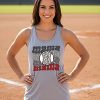 Mama Mama Mama Baseball Tank Top – Leopard Print Sports Heather Gray - FRONT