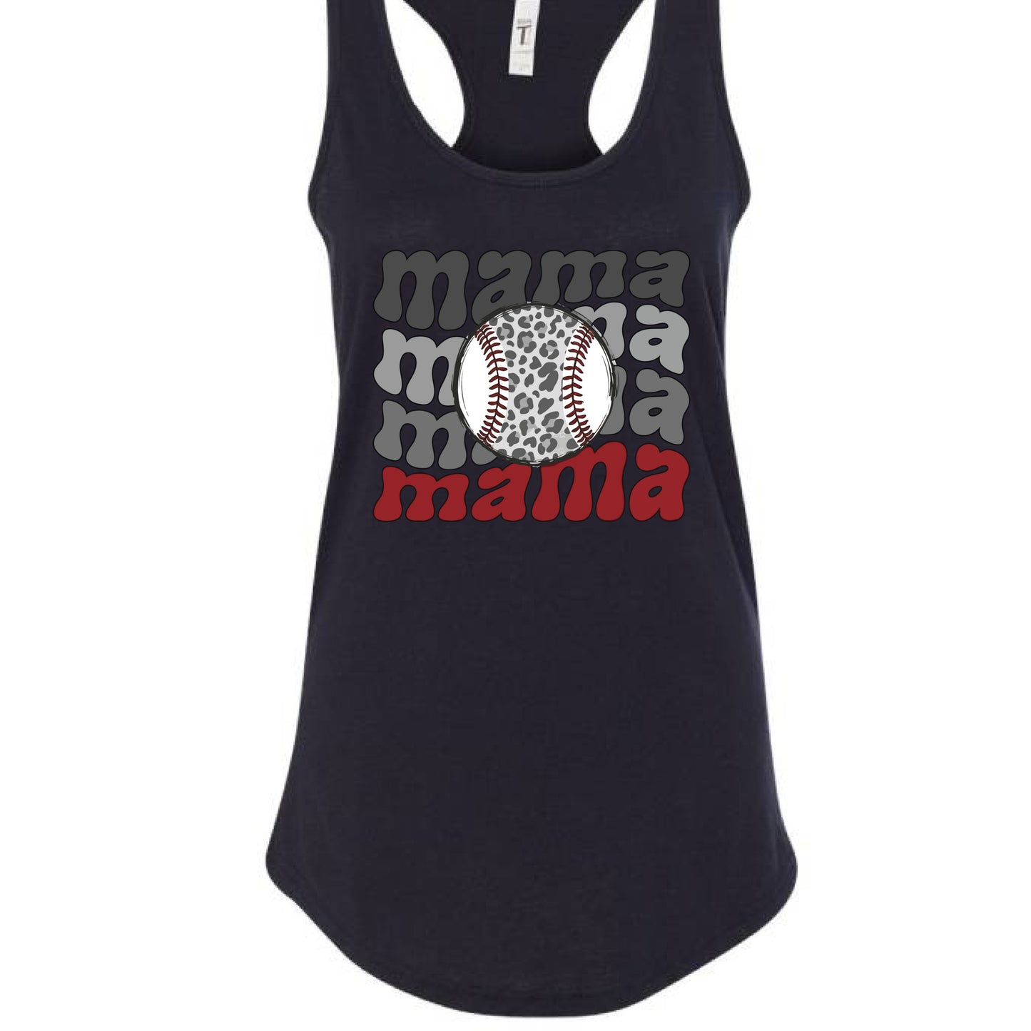 Mama Mama Mama Baseball Tank Top – Leopard Print Sports BLACK- FRONT