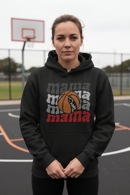 Mama Mama Mama Basketball Hoodie – Leopard Print Sports BLACK - FRONT