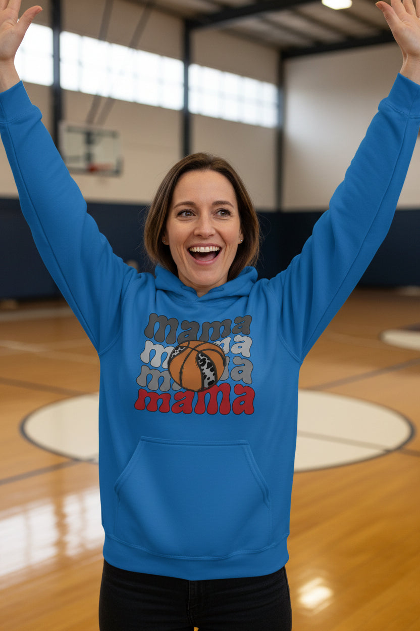 Mama Mama Mama Basketball Hoodie – Leopard Print Sports Royal - FRONT