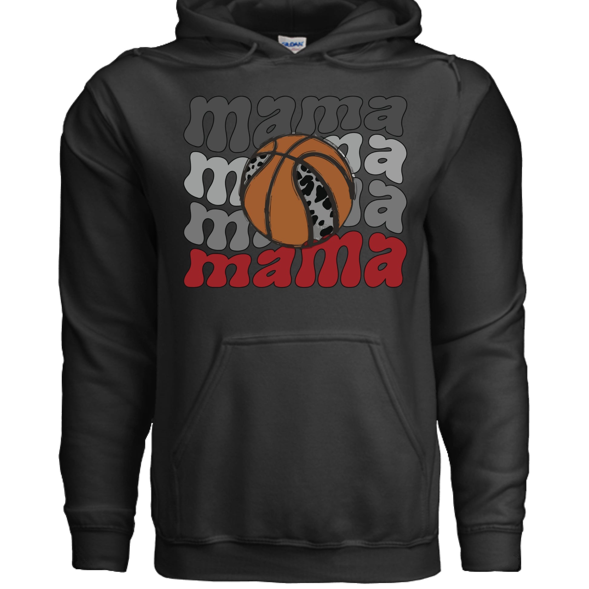 Mama Mama Mama Basketball Hoodie – Leopard Print Sports BLACK- FRONT