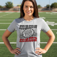 Mama Mama Mama Football T-Shirt – Leopard Print Sports ATHLETIC HEATHER - FRONT