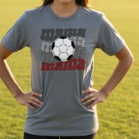 Mama Mama Mama Soccer T-Shirt - Proud Sports Mom Game Day DEEP HEATHER - FRONT