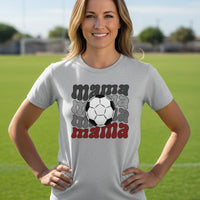 Mama Mama Mama Soccer T-Shirt - Proud Sports Mom Game Day ATHLETIC HEATHER - FRONT
