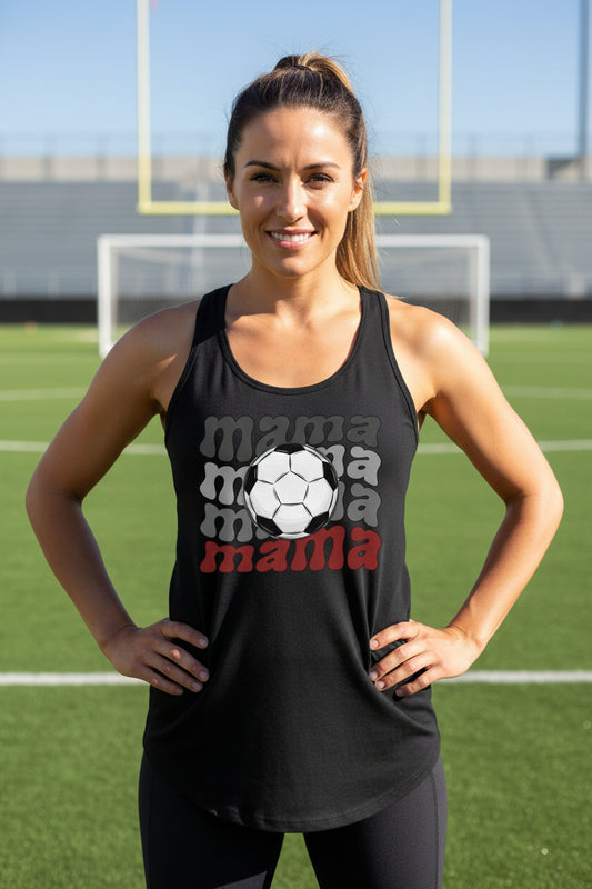 Mama Mama Mama Soccer Tank Top - Proud Sports Mom Game Day Black - FRONT