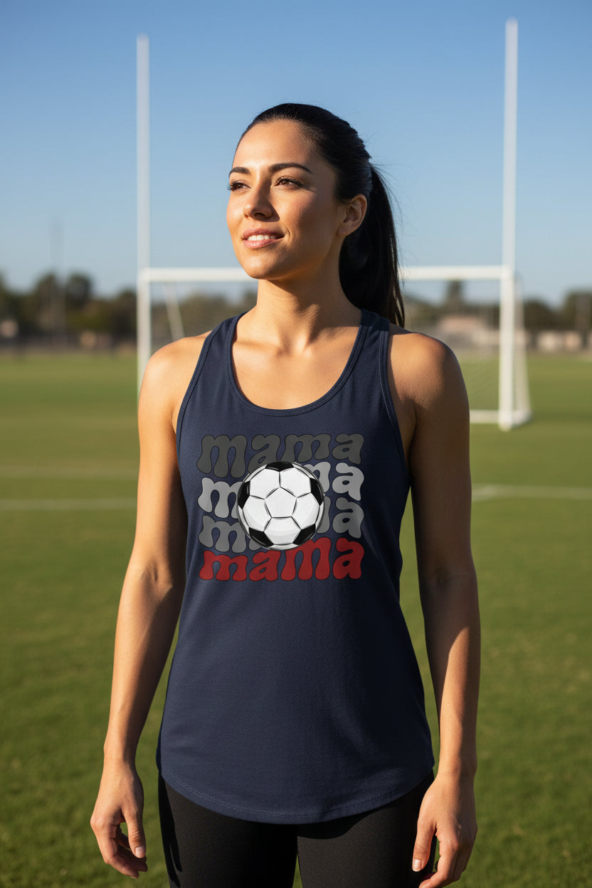Mama Mama Mama Soccer Tank Top - Proud Sports Mom Game Day Midnight Navy - FRONT