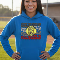 Mama Mama Mama Softball Hoodie - Proud Sports Mom Game Day Royal - FRONT