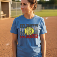Mama Mama Mama Softball T-Shirt - Proud Sports Mom Game Day HTHR TRUE ROYAL - FRONT