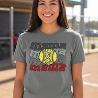 Mama Mama Mama Softball T-Shirt - Proud Sports Mom Game Day DEEP HEATHER - FRONT