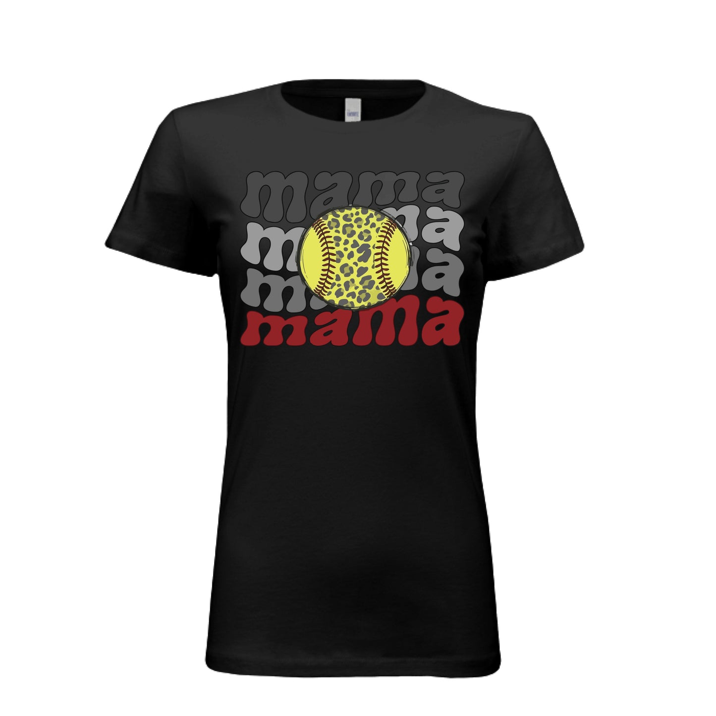 Mama Mama Mama Softball T-Shirt - Proud Sports Mom Game Day BLACK - FRONT