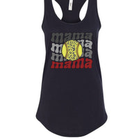 Mama Mama Mama Softball Tank Top - Proud Sports Mom Game Day BLACK- FRONT