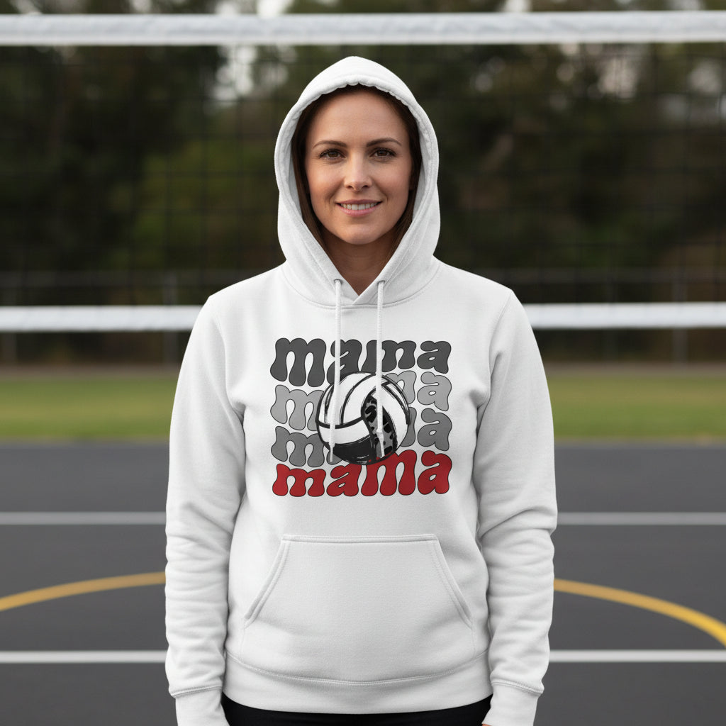 Mama Mama Mama Volleyball Hoodie - Proud Sports Mom Game Day WHITE - FRONT