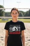 Mama Mama Mama Volleyball T-Shirt - Proud Sports Mom Game Day BLACK - FRONT