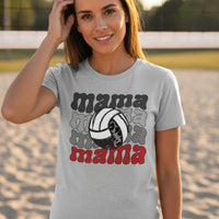 Mama Mama Mama Volleyball T-Shirt - Proud Sports Mom Game Day ATHLETIC HEATHER - FRONT