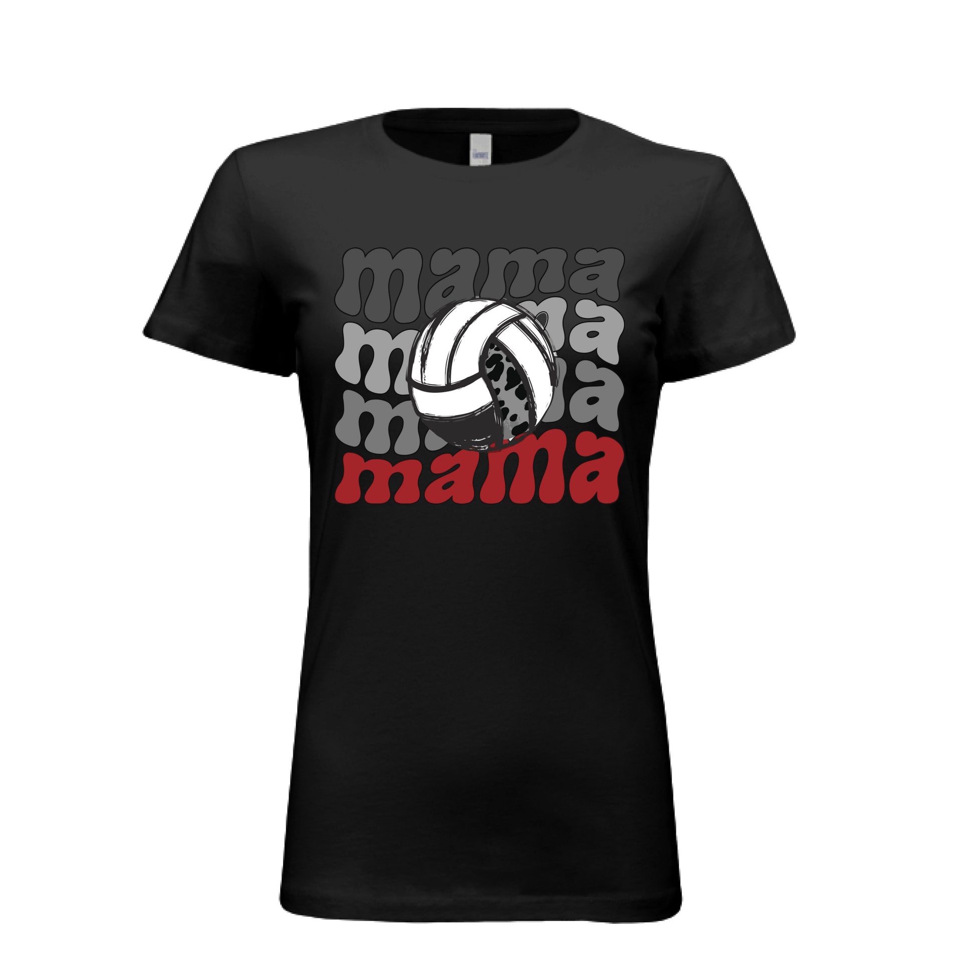 Mama Mama Mama Volleyball T-Shirt - Proud Sports Mom Game Day BLACK- FRONT