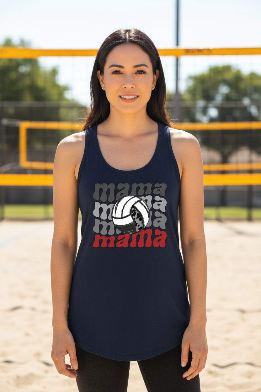 Mama Mama Mama Volleyball Tank Top - Proud Sports Mom Game Day Black - FRONT