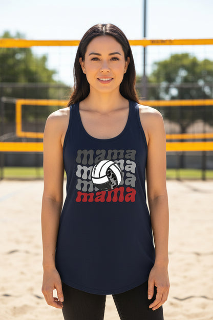 Mama Mama Mama Volleyball Tank Top - Proud Sports Mom Game Day Black - FRONT
