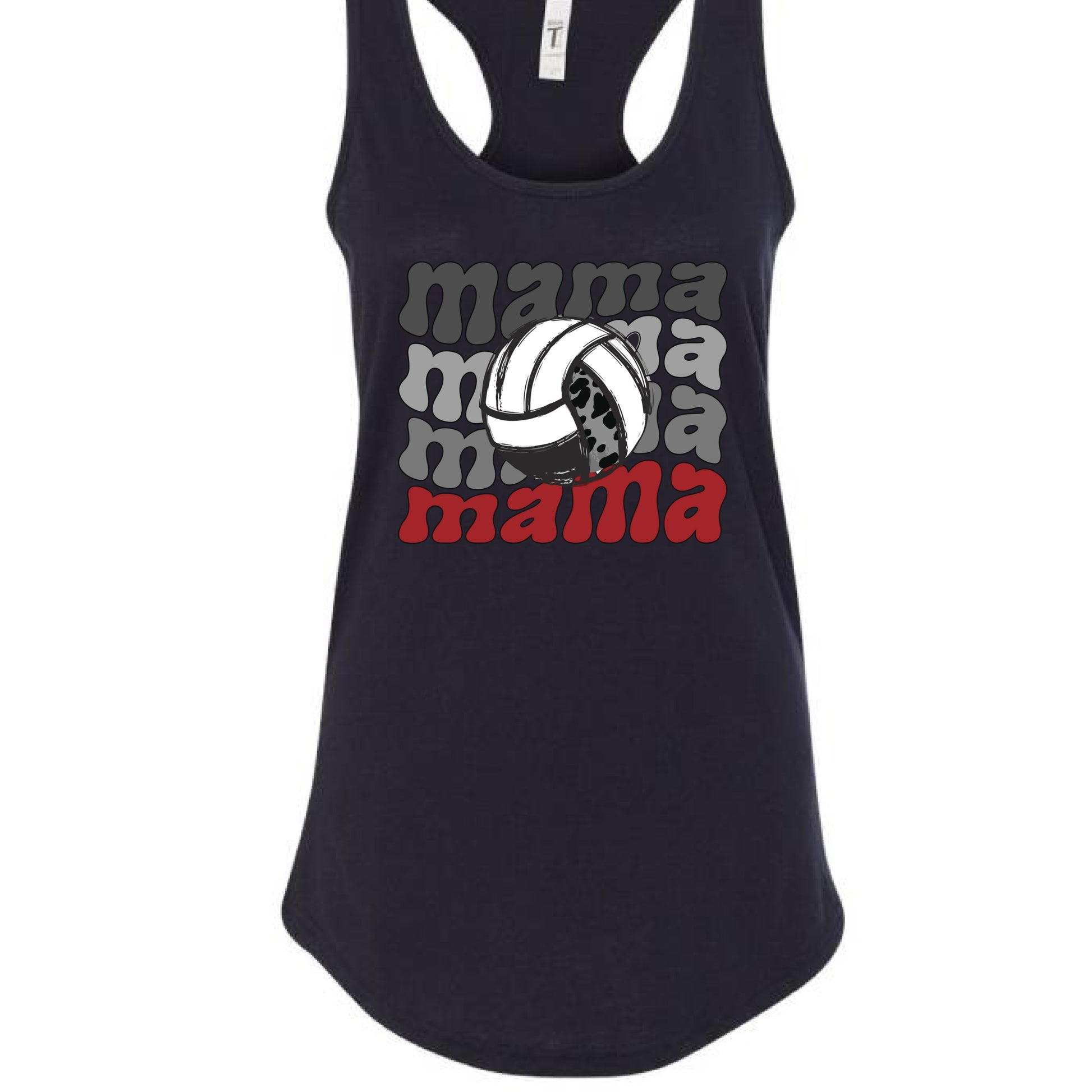 Mama Mama Mama Volleyball Tank Top - Proud Sports Mom Game Day BLACK- FRONT