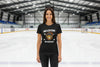 No Crying Hockey Player Funny Tshirt for Ladies SOLID BLK BLEND - FRONT