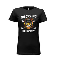 No Crying Hockey Player Funny Tshirt for Ladies SOLID BLK BLEND - FRONT