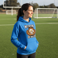 No Crying Soccer Design – Bold Player Attitude Funny Sports Graphic Hoodie Royal - FRONT