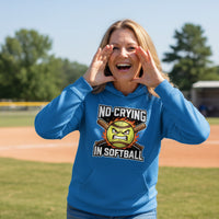 No Crying Softball Hoodie Design – Competitive Athlete Humor Artwork Royal - FRONT